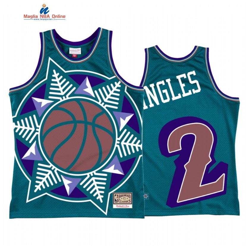 Maglia NBA Utah Jazz #2 Joe Ingles Big Face 2 Teal Hardwood Classics Acquista