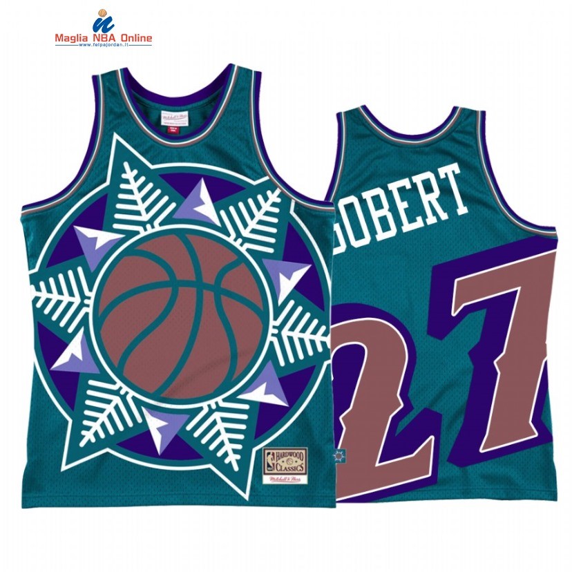 Maglia NBA Utah Jazz #27 Rudy Gobert Big Face 2 Teal Hardwood Classics Acquista