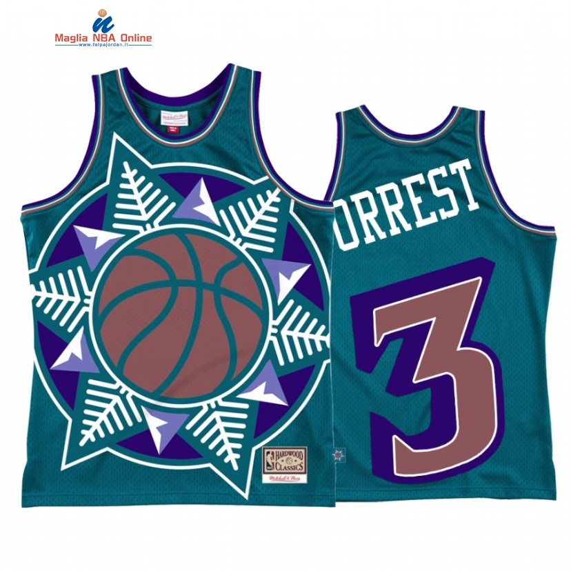 Maglia NBA Utah Jazz #3 Trent Forrest Big Face 2 Teal Hardwood Classics Acquista