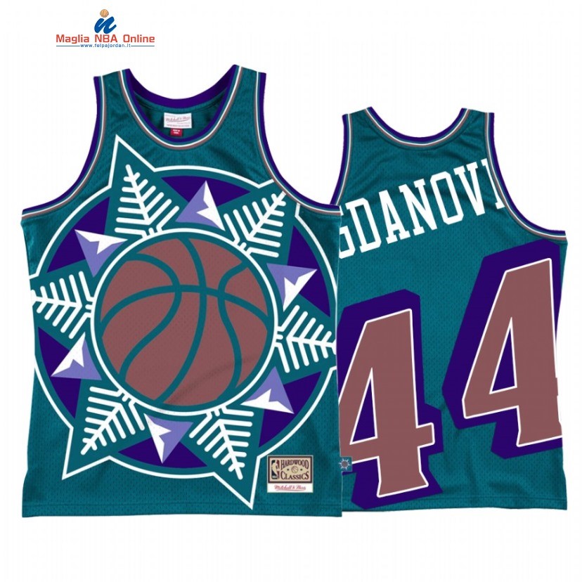 Maglia NBA Utah Jazz #44 Bojan Bogdanovic Big Face 2 Teal Hardwood Classics Acquista