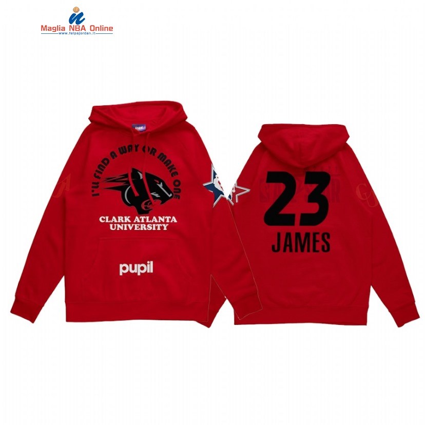 Sudaderas Con Capucha NBA 2021 All Star #23 LeBron James x HBCU Clark Atlanta University Pupil Rosso Acquista