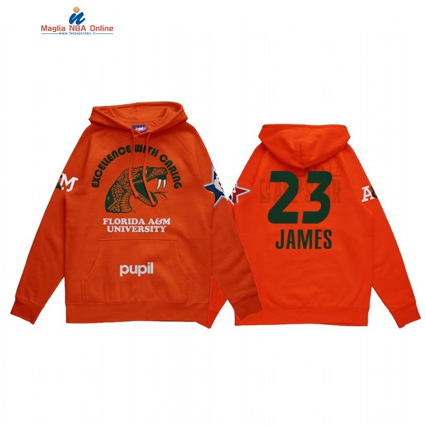 Sudaderas Con Capucha NBA 2021 All Star #23 LeBron James x HBCU Florida A&M University Pupil Arancia Acquista