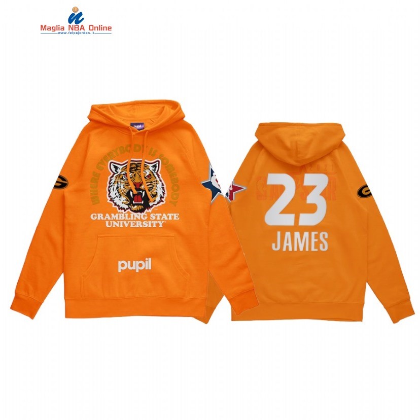 Sudaderas Con Capucha NBA 2021 All Star #23 LeBron James x HBCU Grambling University Pupil Arancia Acquista