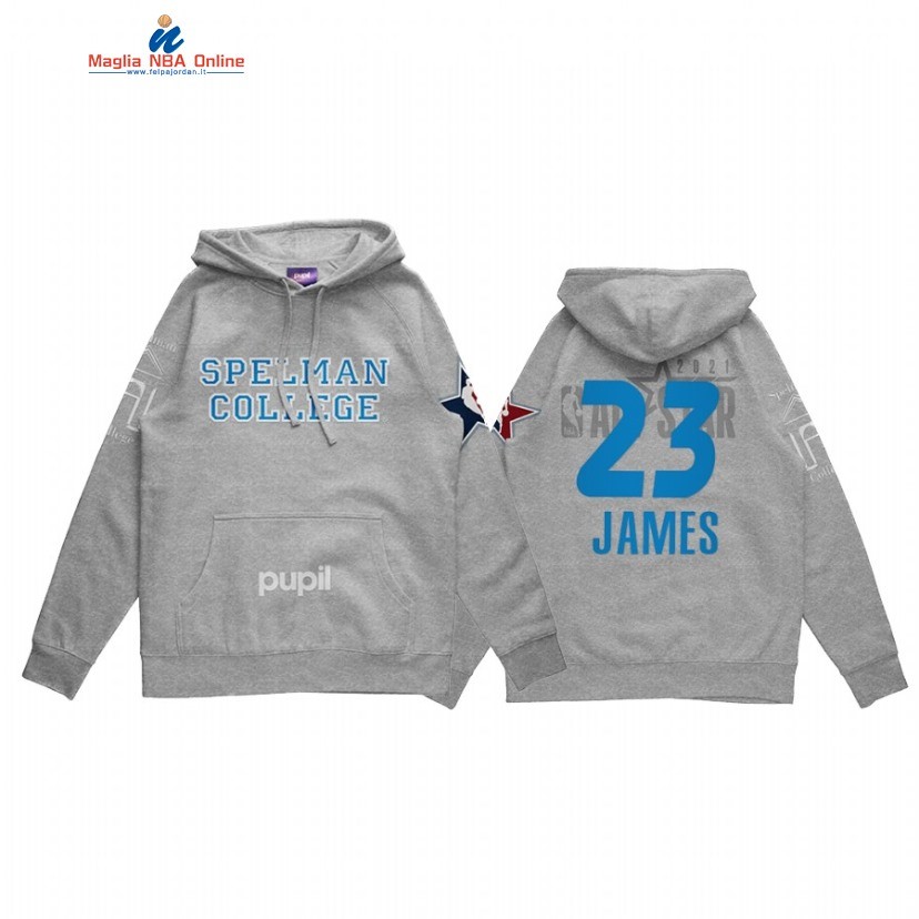 Sudaderas Con Capucha NBA 2021 All Star #23 LeBron James x HBCU Spelman College Pupil Grigio Acquista