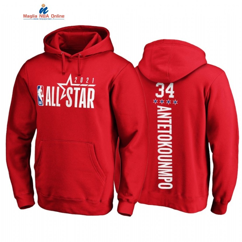 Sudaderas Con Capucha NBA 2021 All Star #34 Giannis Antetokounmpo Rosso Acquista