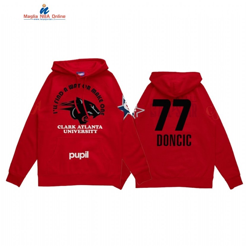 Sudaderas Con Capucha NBA 2021 All Star #77 Luka Doncic x HBCU Clark Atlanta University Pupil Rosso Acquista