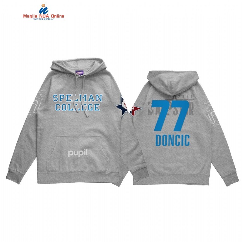 Sudaderas Con Capucha NBA 2021 All Star #77 Luka Doncic x HBCU Spelman College Pupil Grigio Acquista