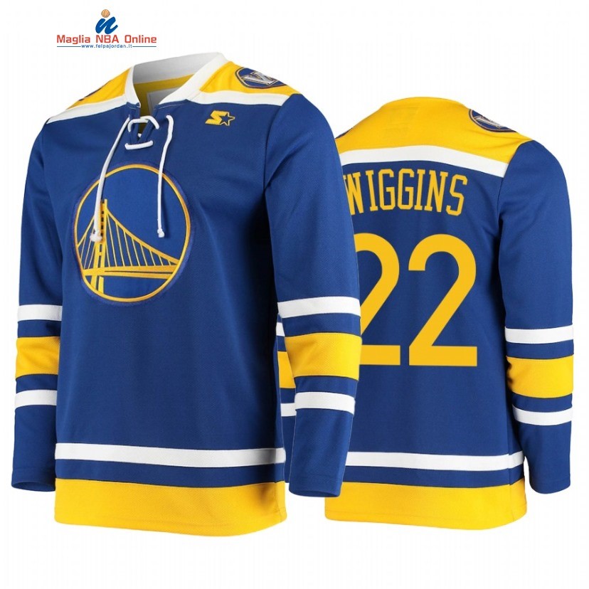 Sudaderas Con Capucha NBA Golden State Warriors #22 Andrew Wiggins Blu 2021 Acquista