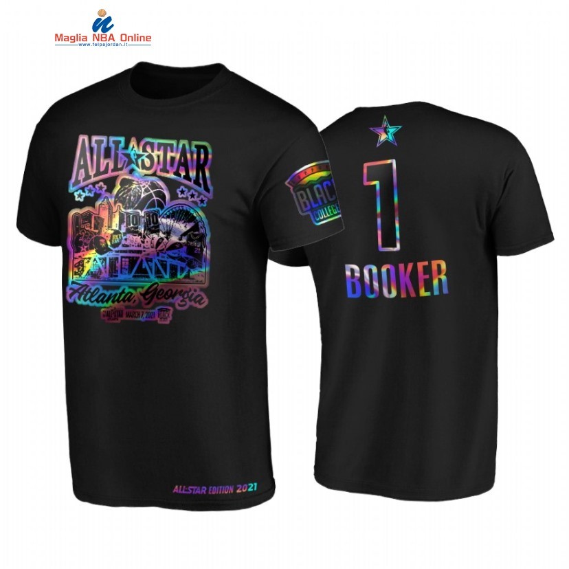 T-Shirt NBA 2021 All Star #1 Devin Booker HBCU Spirit Iridescent Holographic Nero Acquista