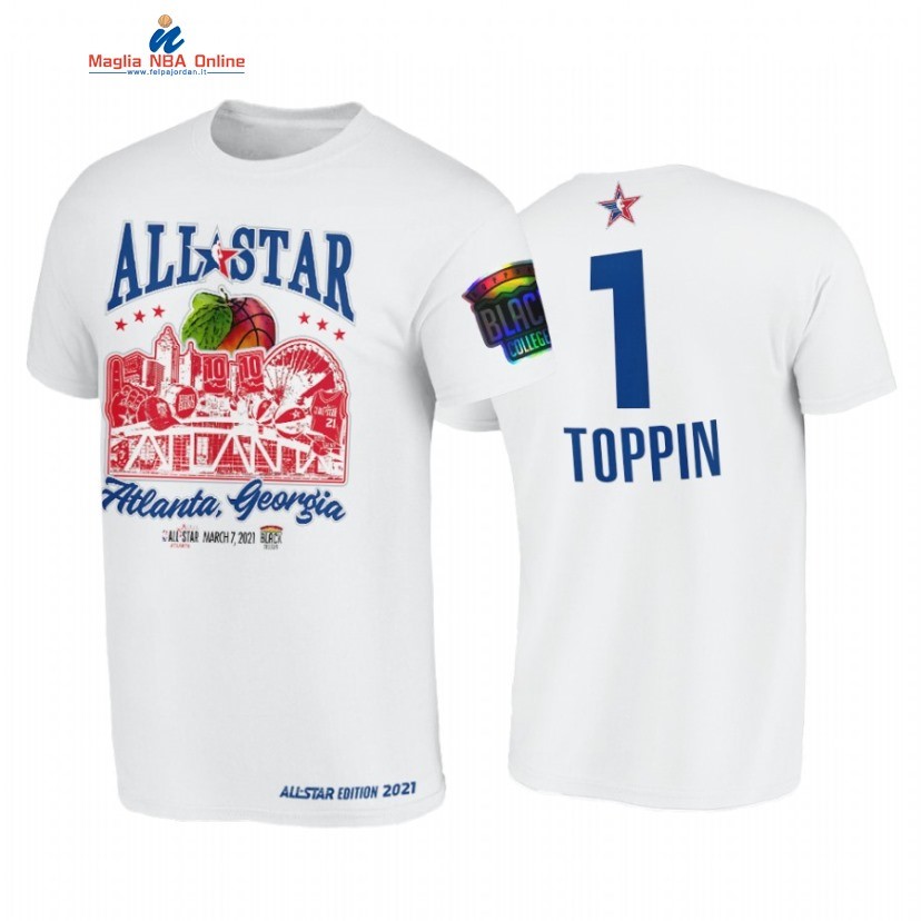 T-Shirt NBA 2021 All Star #1 Obi Toppin Support Black Colleges HBCU Spirit Bianco Acquista
