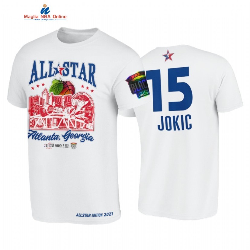 T-Shirt NBA 2021 All Star #15 Nikola Jokic Support Black Colleges HBCU Spirit Bianco Acquista