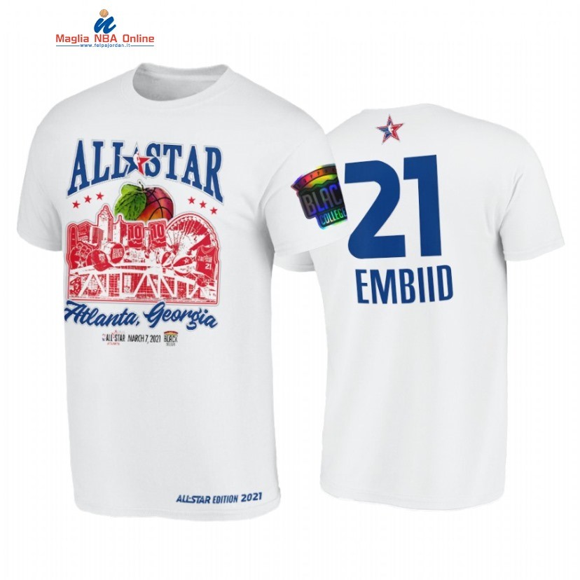 T-Shirt NBA 2021 All Star #21 Joel Embiid Support Black Colleges HBCU Spirit Bianco Acquista