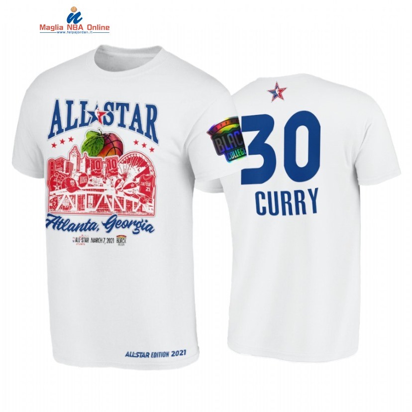 T-Shirt NBA 2021 All Star #30 Stephen Curry Support Black Colleges HBCU Spirit Bianco Acquista