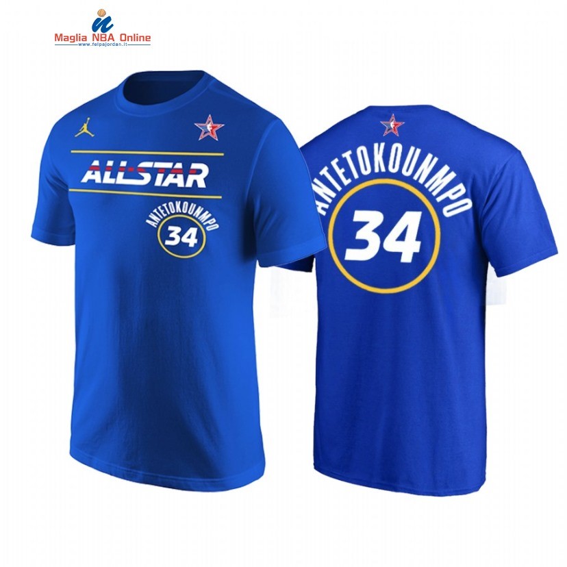 T-Shirt NBA 2021 All Star #34 Giannis Antetokounmpo Blu Acquista