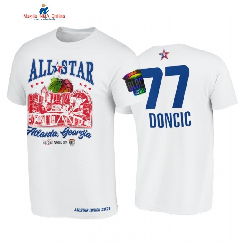 T-Shirt NBA 2021 All Star #77 Luka Doncic Support Black Colleges HBCU Spirit Bianco Acquista
