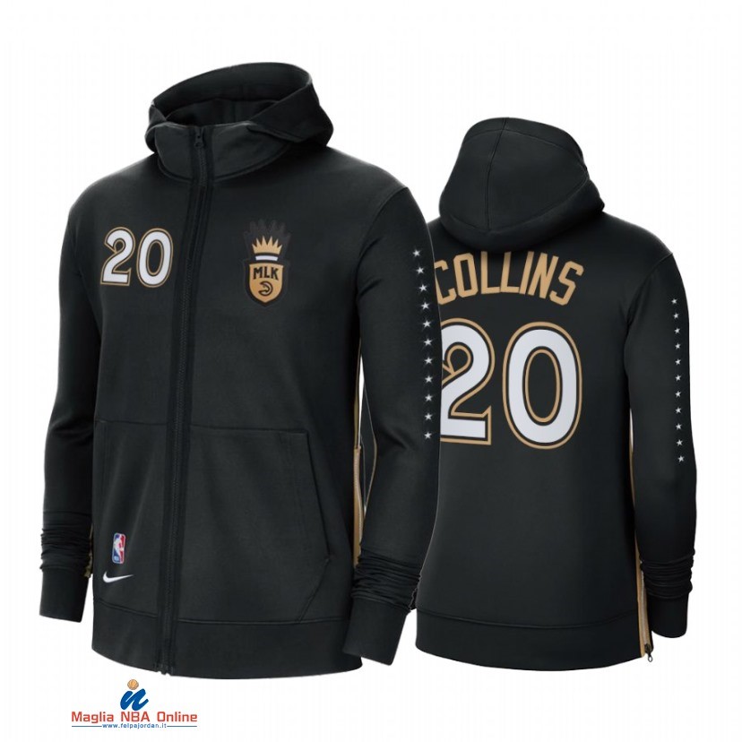 Felpe Con Cappuccio NBA Atlanta Hawks NO.20 John Collins MLK Nero Città 2021