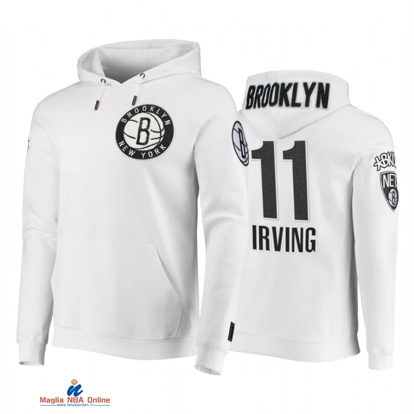 Felpe Con Cappuccio NBA Brooklyn Nets NO.11 Kyrie Irving Bianco 2021