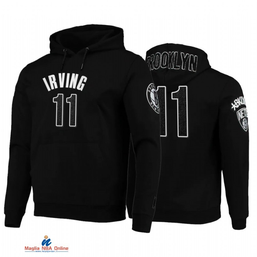 Felpe Con Cappuccio NBA Brooklyn Nets NO.11 Kyrie Irving Nero 2021