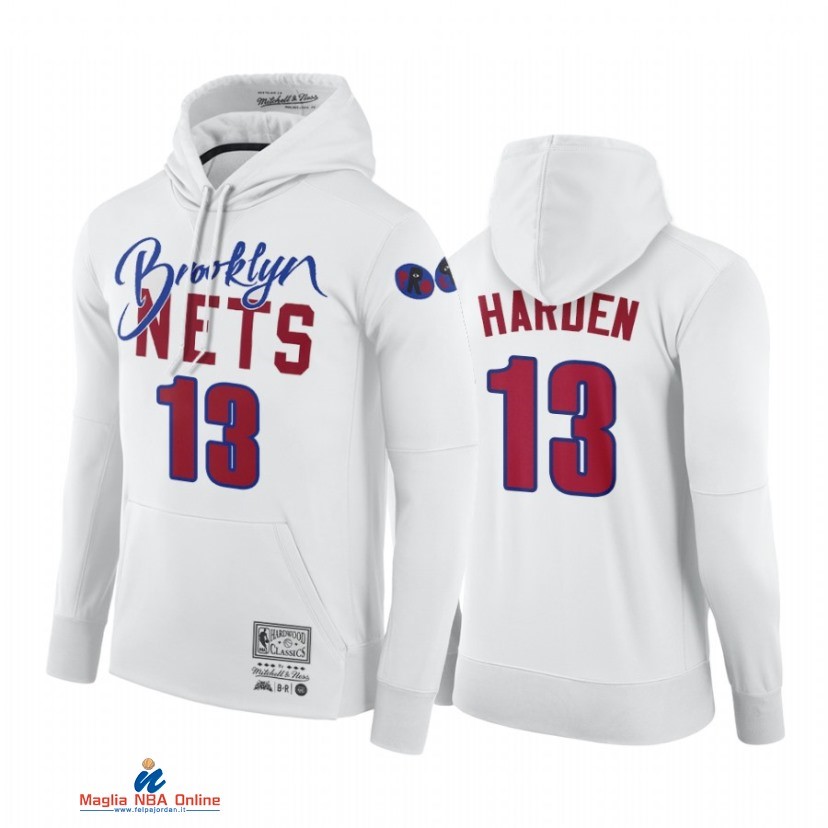 Felpe Con Cappuccio NBA Brooklyn Nets NO.13 James Harden NBA x BR x M&N Bianco