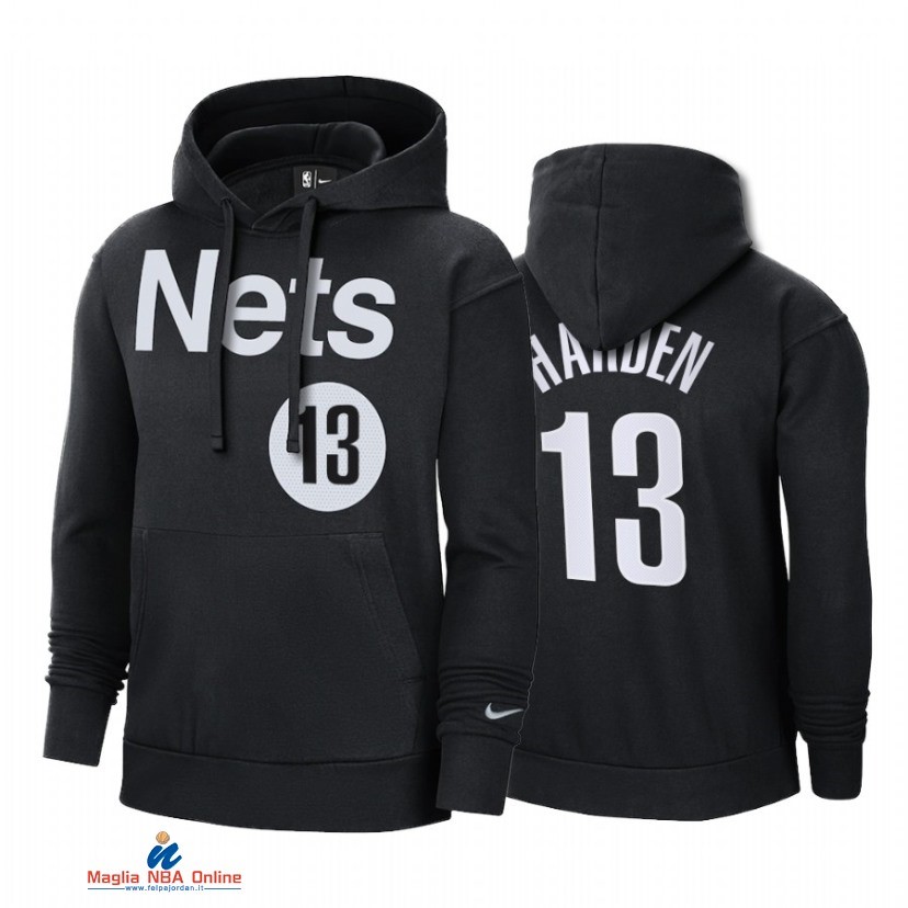 Felpe Con Cappuccio NBA Brooklyn Nets NO.13 James Harden Nero Earned Edition 2021