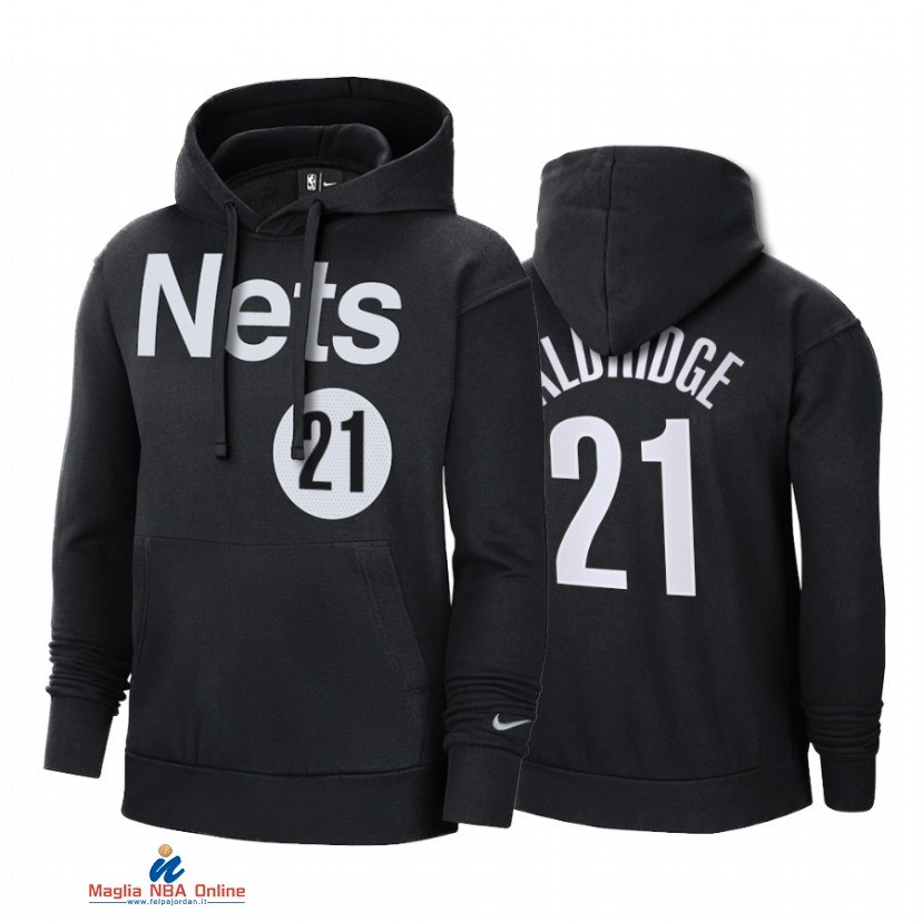 Felpe Con Cappuccio NBA Brooklyn Nets NO.21 LaMarcus Aldridge Nero Earned Edition 2021