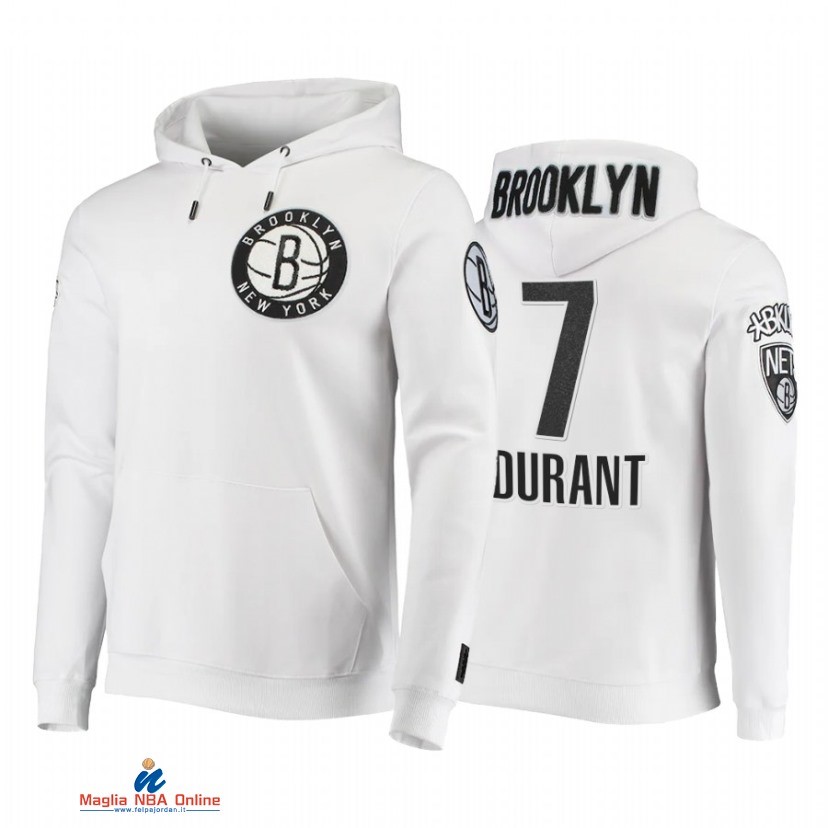 Felpe Con Cappuccio NBA Brooklyn Nets NO.7 Kevin Durant Bianco 2021