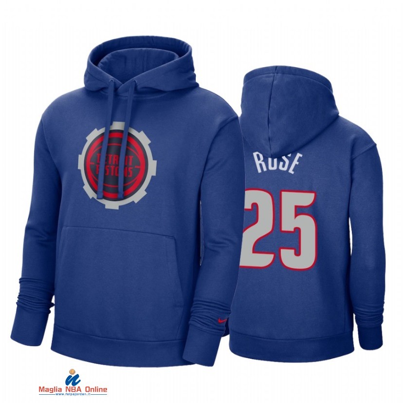 Felpe Con Cappuccio NBA Detroit Pistons NO.25 Derrick Rose Blu Città 2020-21