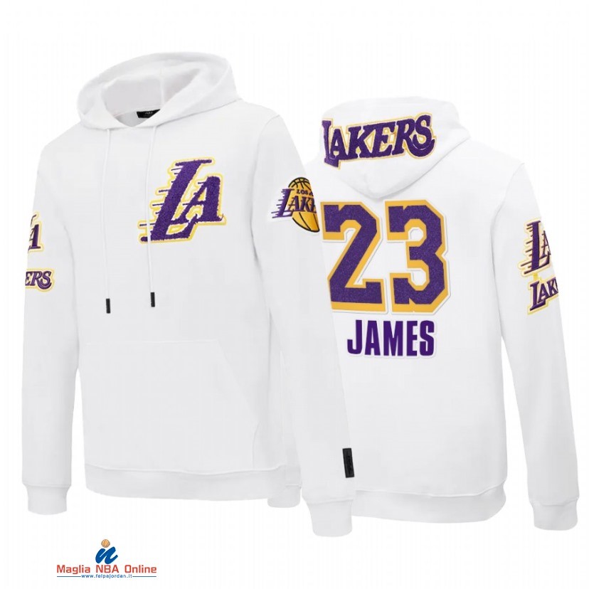 Felpe Con Cappuccio NBA Los Angeles Lakers NO.23 LeBron James Bianco 2021