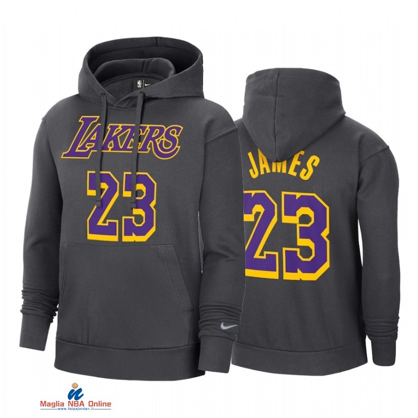 Felpe Con Cappuccio NBA Los Angeles Lakers NO.23 LeBron James Nero Earned Edition 2021