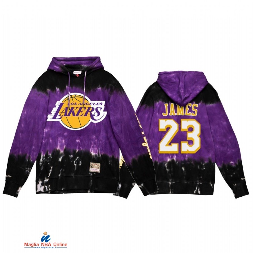 Felpe Con Cappuccio NBA Los Angeles Lakers NO.23 LeBron James Porpora Hardwood Classics