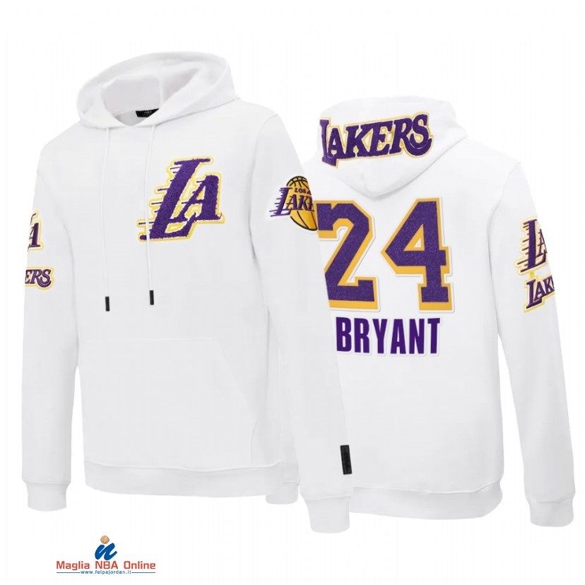 Felpe Con Cappuccio NBA Los Angeles Lakers NO.24 Kobe Bryant Bianco 2021