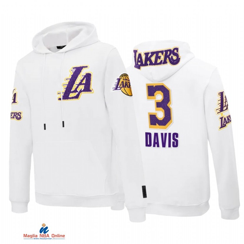 Felpe Con Cappuccio NBA Los Angeles Lakers NO.3 Anthony Davis Bianco 2021