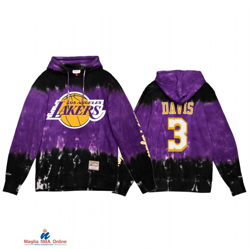 Felpe Con Cappuccio NBA Los Angeles Lakers NO.3 Anthony Davis Porpora Hardwood Classics