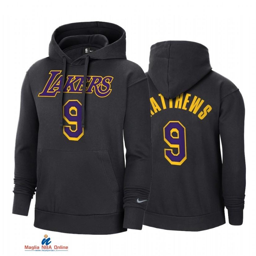 Felpe Con Cappuccio NBA Los Angeles Lakers NO.9 Wesley Matthews Nero Earned Edition 2021