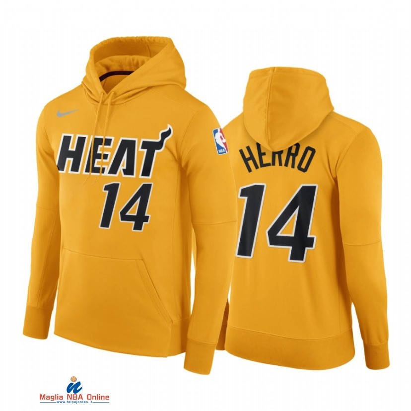 Felpe Con Cappuccio NBA Miami Heat NO.14 Tyler Herro Giallo Earned Edition 2021