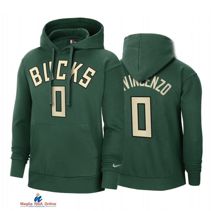 Felpe Con Cappuccio NBA Milwaukee Bucks NO.0 Donte DiVincenzo Verde Earned Edition 2021