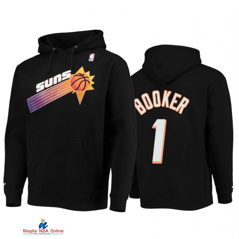 Felpe Con Cappuccio NBA Phoenix Suns NO.1 Devin Booker Nero Hardwood Classics 2021