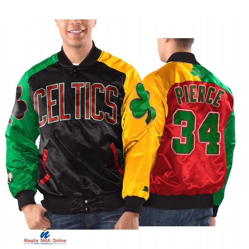 Giacca NBA Boston Celtics NO.34 Paul Pierce Rosso Giallo 2021