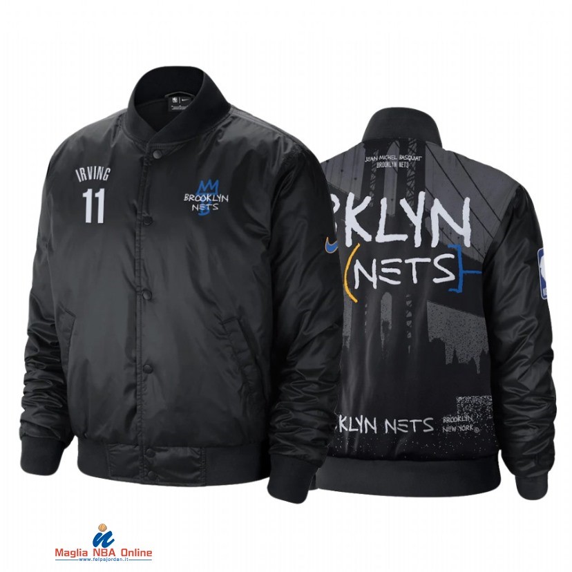 Giacca NBA Brooklyn Nets NO.11 Kyrie Irving Nero Città 2020-21