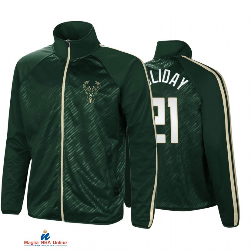 Giacca NBA Milwaukee Bucks NO.21 Jrue Holiday G III Sports by Carl Banks Verde