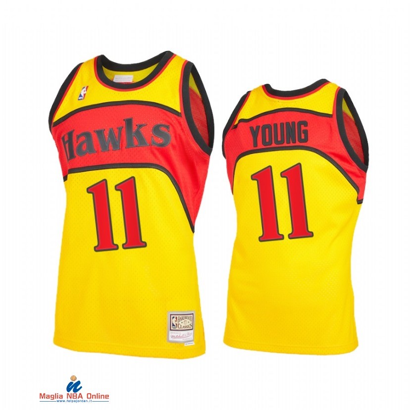 Maglia NBA Atlanta Hawks NO.11 Trae Young Giallo Throwback 2021