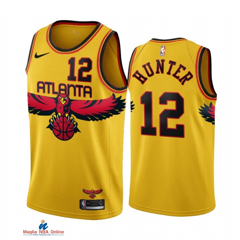 Maglia NBA Atlanta Hawks NO.12 De'andre Hunter Oro Città Throwback 2021-22