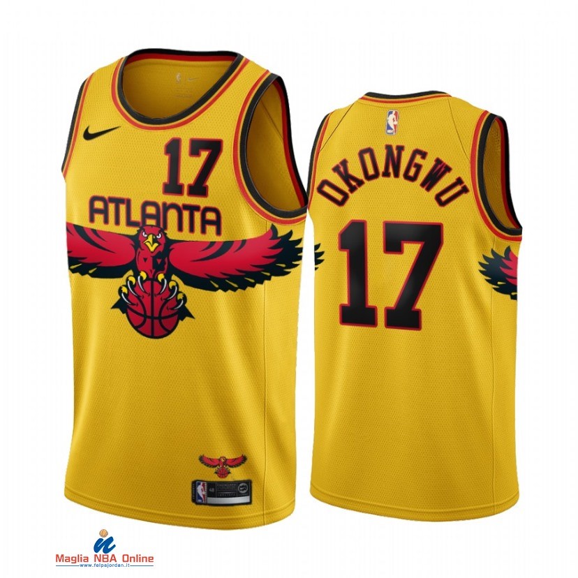 Maglia NBA Atlanta Hawks NO.17 Onyeka Okongwu Oro Città Throwback 2021-22