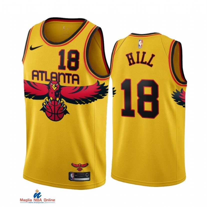 Maglia NBA Atlanta Hawks NO.18 Solomon Hill Oro Città Throwback 2021-22