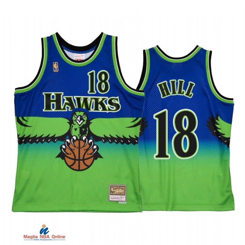 Maglia NBA Atlanta Hawks NO.18 Solomon Hill Reload 2.0 Blu Hardwood Classics