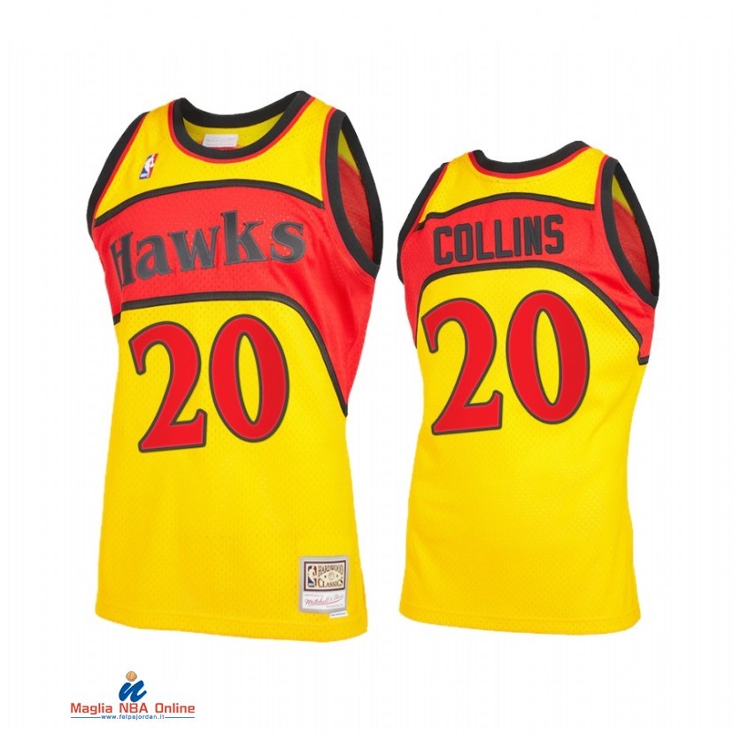 Maglia NBA Atlanta Hawks NO.20 John Collins Giallo Throwback 2021