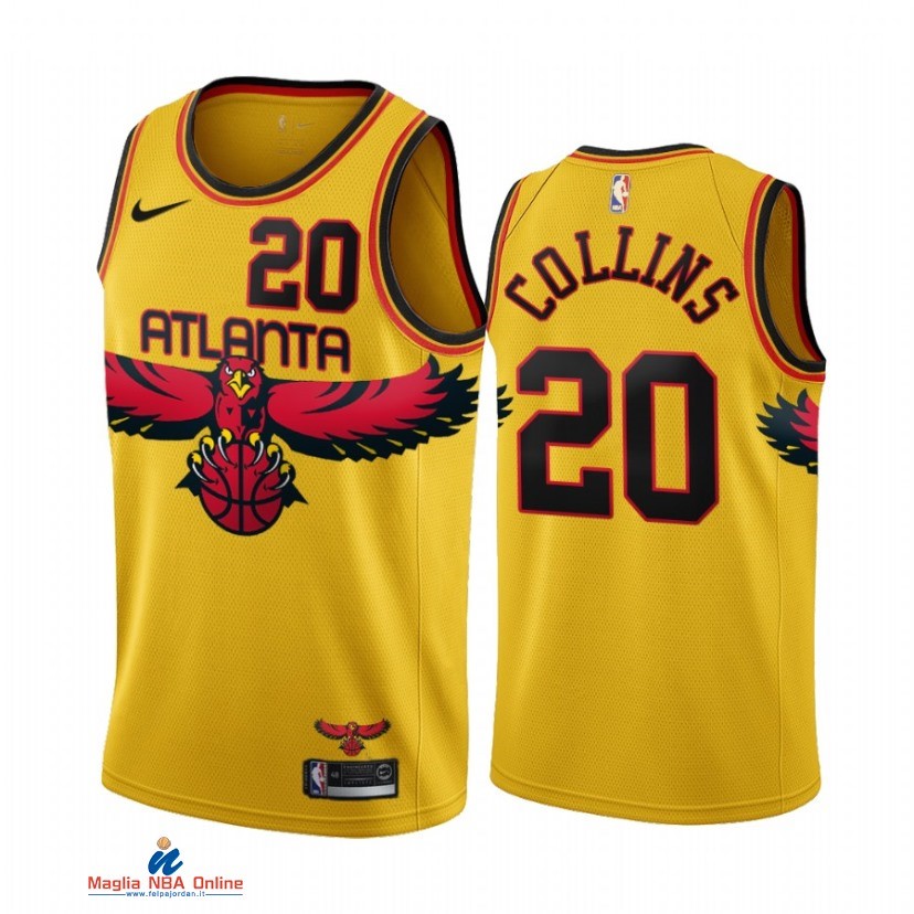 Maglia NBA Atlanta Hawks NO.20 John Collins Oro Città Throwback 2021-22