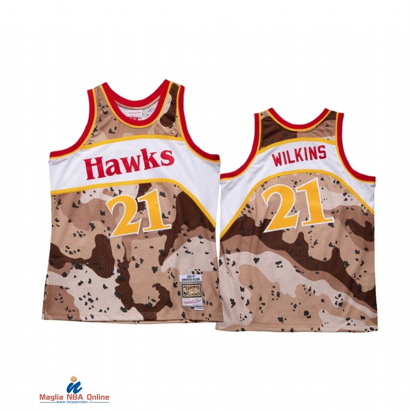 Maglia NBA Atlanta Hawks NO.21 Dominique Wilkins Camouflage Hardwood Classics 2021