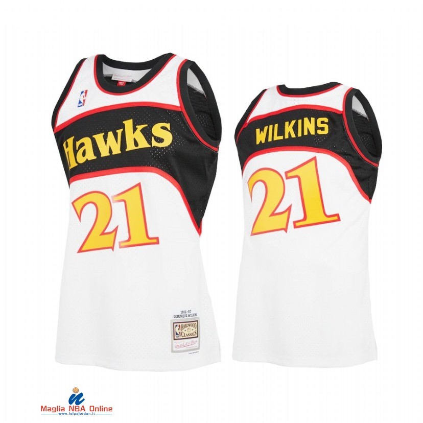 Maglia NBA Atlanta Hawks NO.21 Dominique Wilkins Reload 2.0 Bianco Hardwood Classics