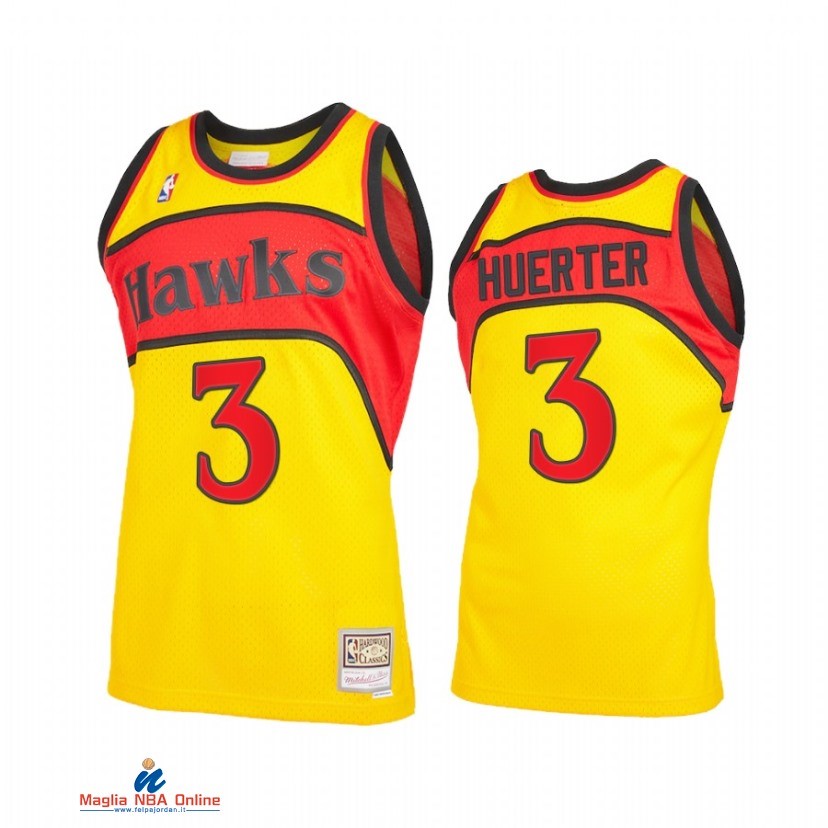 Maglia NBA Atlanta Hawks NO.3 Kevin Huerter Giallo Throwback 2021